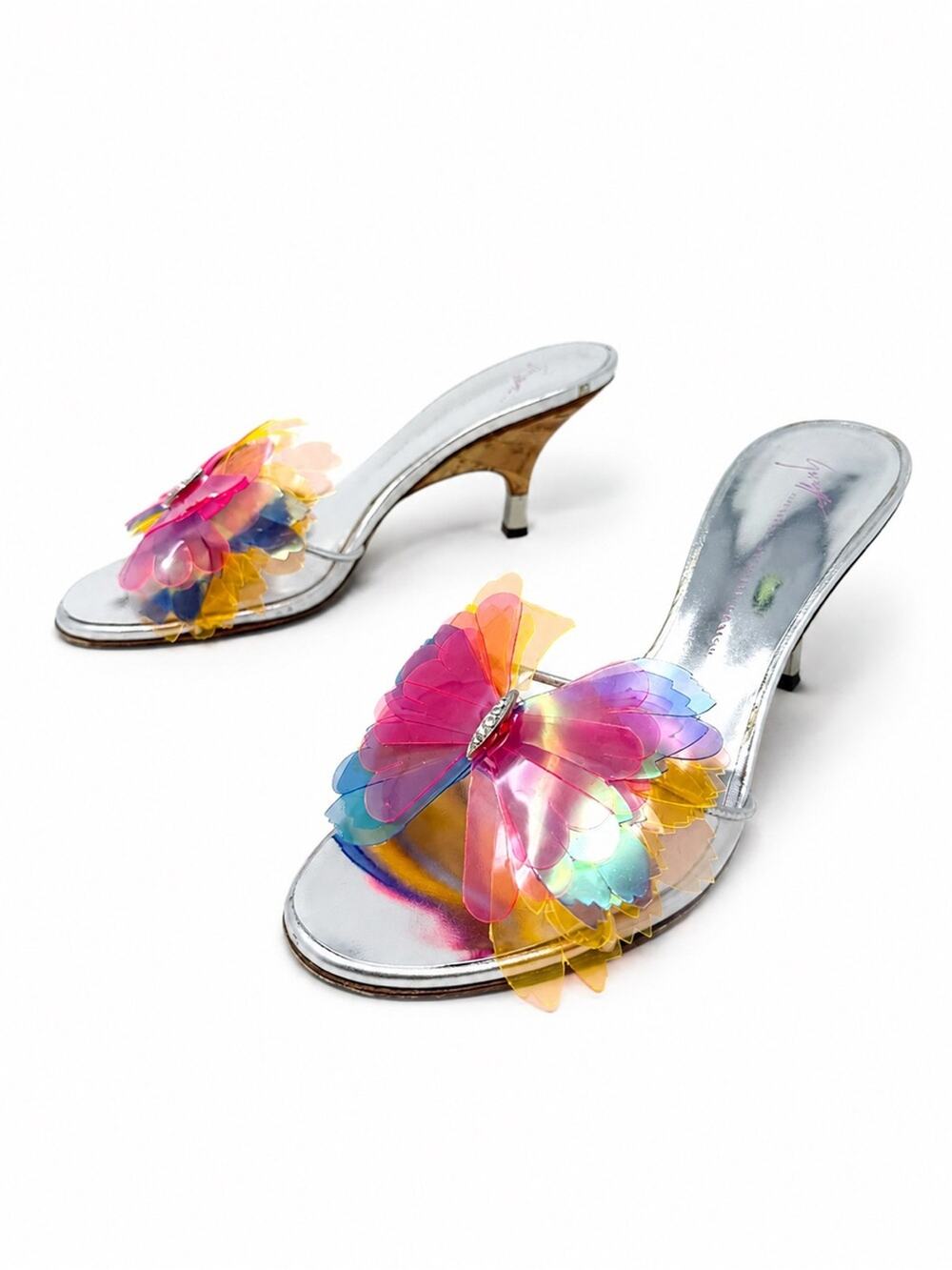 Giuseppe Zanotti Vintage Rare Butterfly Mule Heels Womens Size EU 37